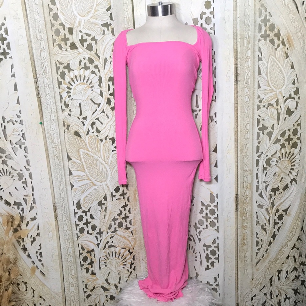 Elegant Pink Long Sleeve Dress